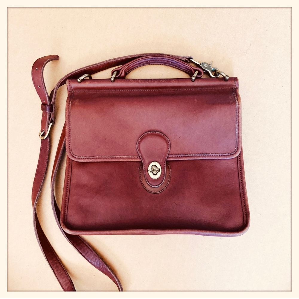 Vintage COACH Willis Bag 9927 Brown Leather Shoulder Crossbody HandBag 90s